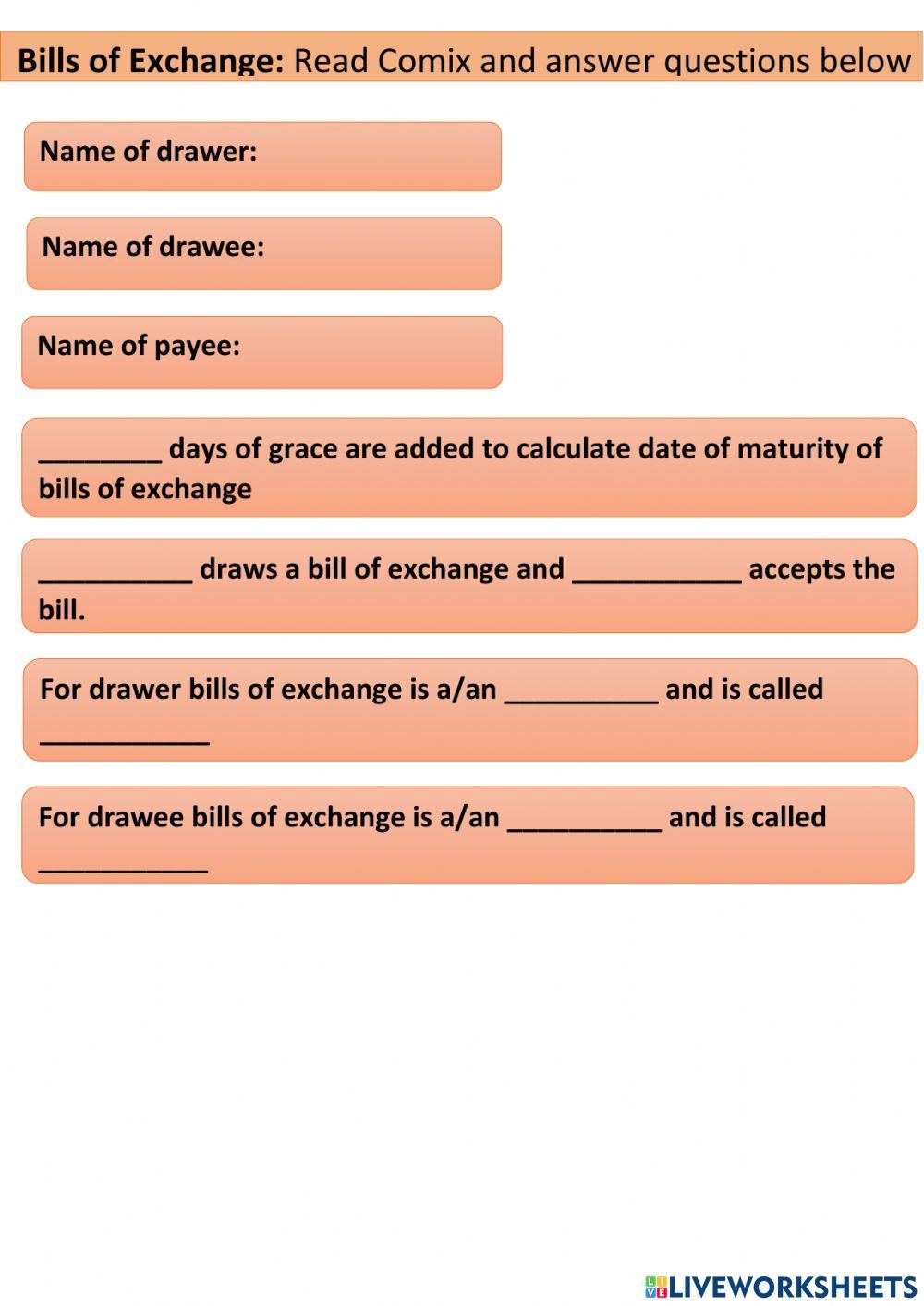 Bills of exchange