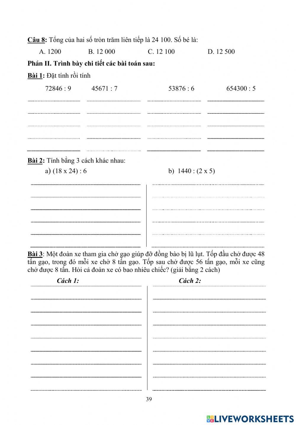 Toán cuối tuần 14