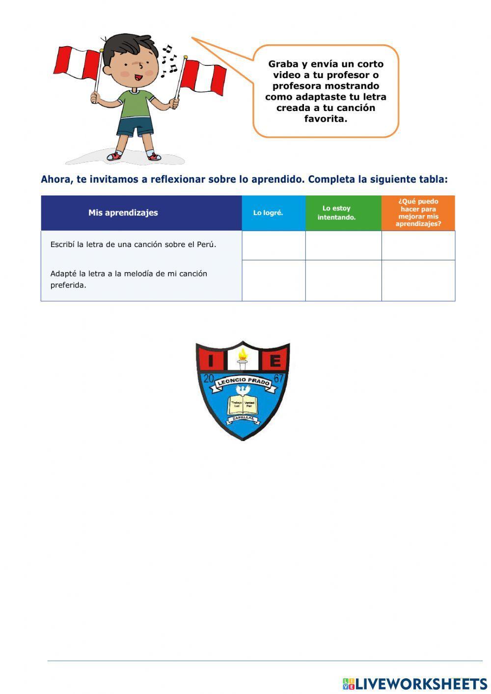 Creo la letra de mi canción para el Perú