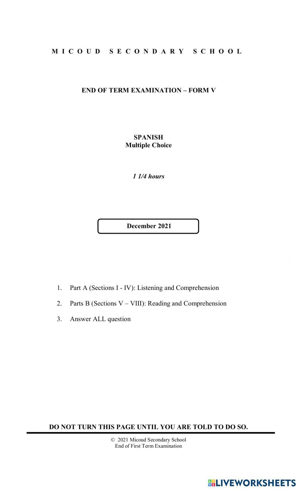 CSEC paper 1 exam format