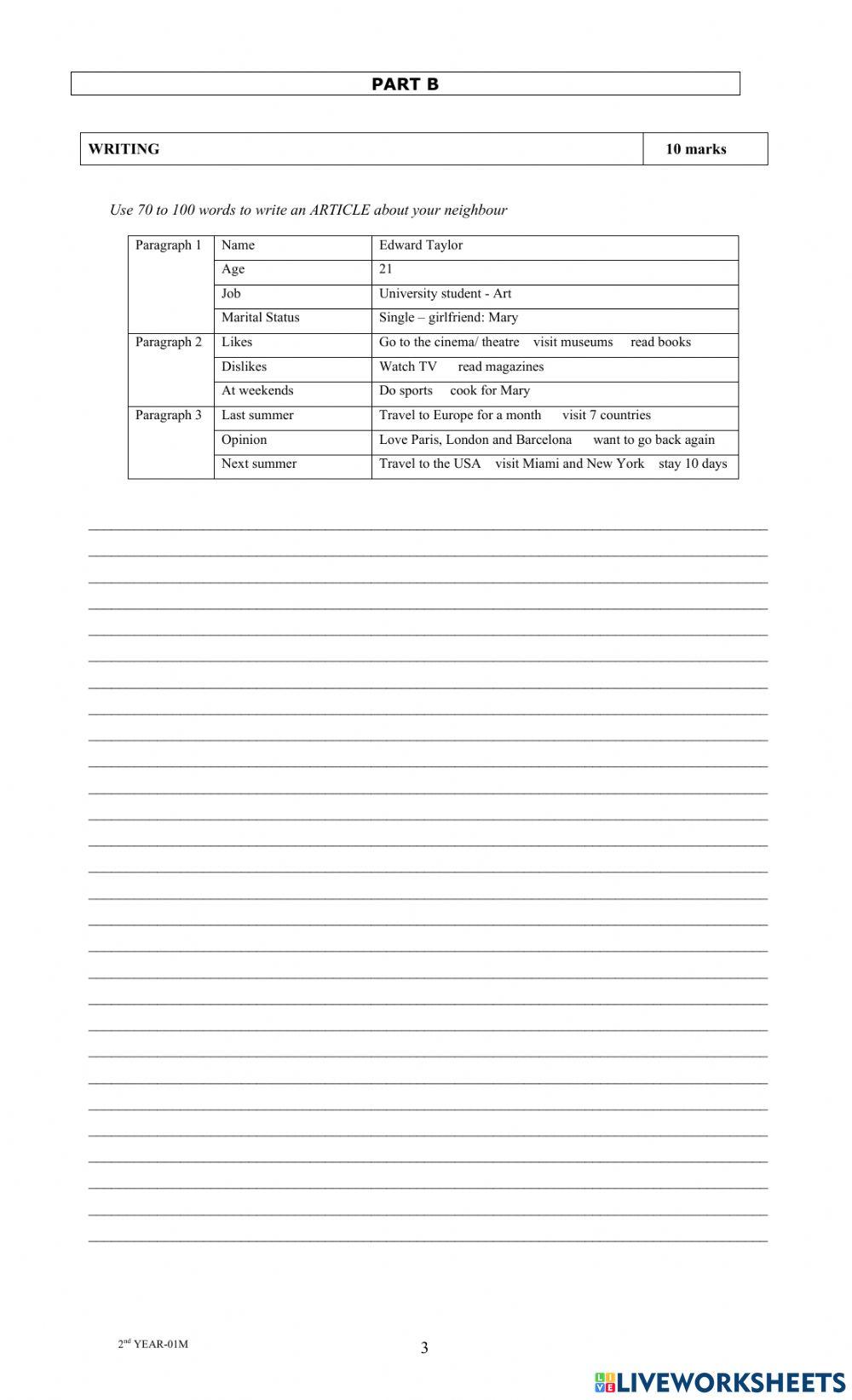 2nd YEAR FINAL EXAM 2019