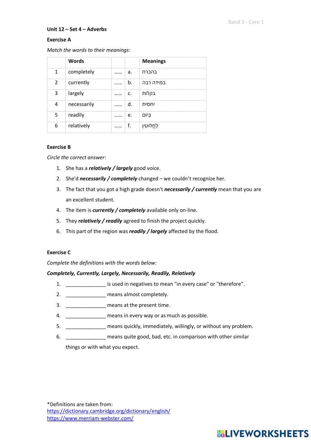 Band 3 (Core 1) - Unit 12 - Set 4