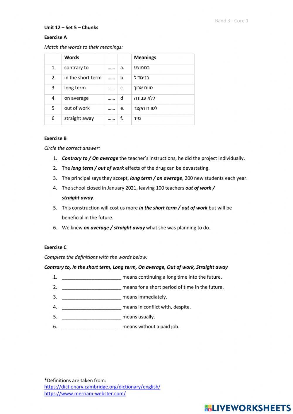 Band 3 (Core 1) - Unit 12 - Set 5