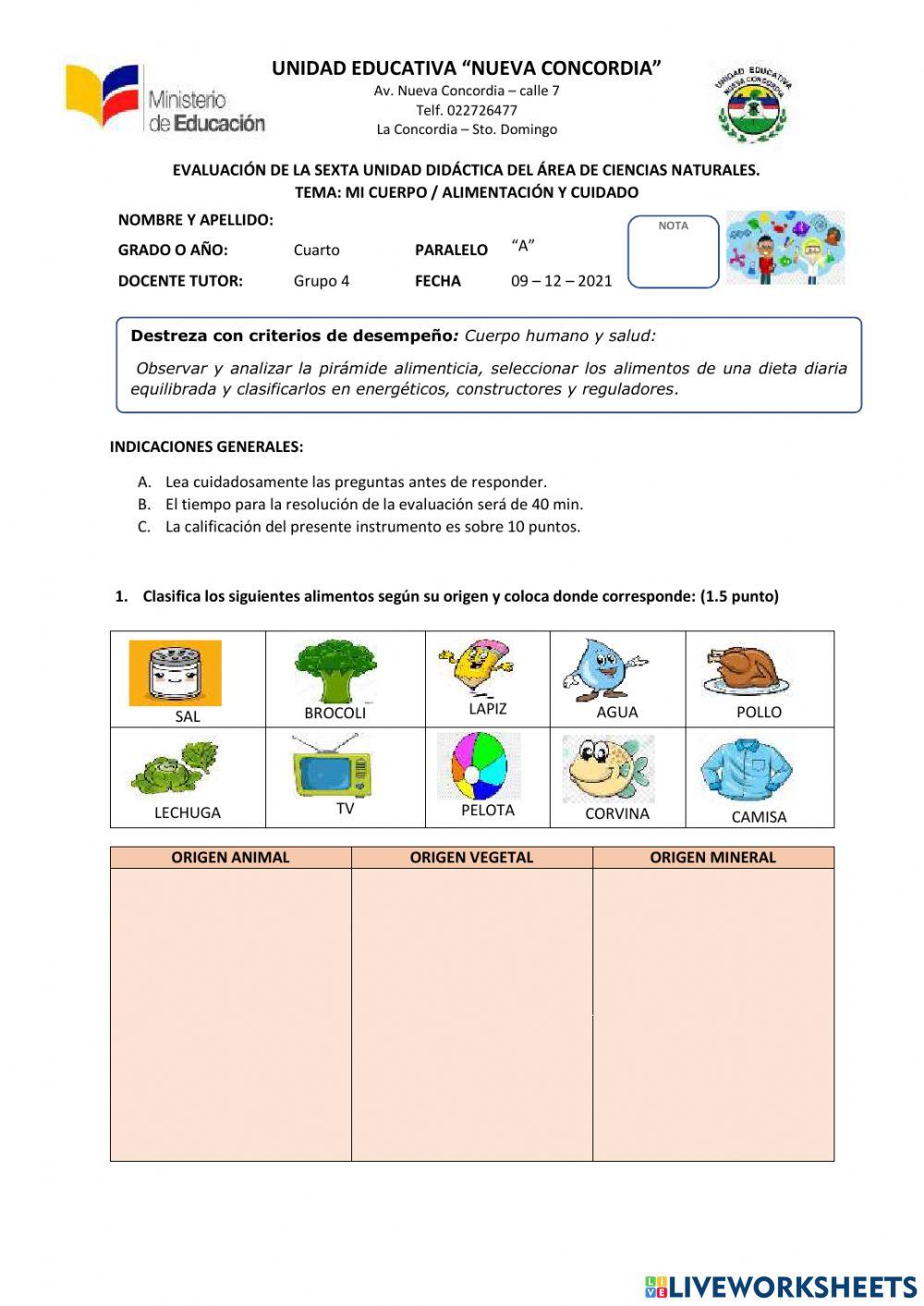 El cuerpo humano: alimentación