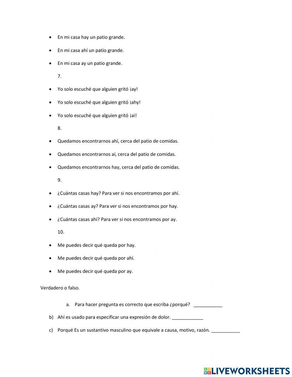 Reglas de uso de -hay-, -ay-, -ahí-, -¿por qué?, porque, porqué, por que.
