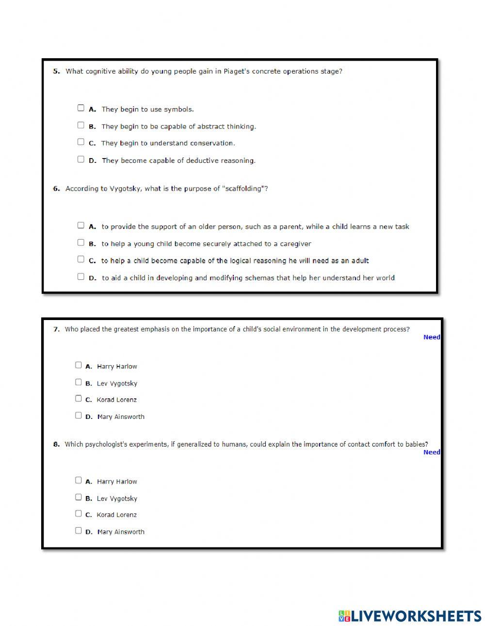Cognitive and Emotional Development