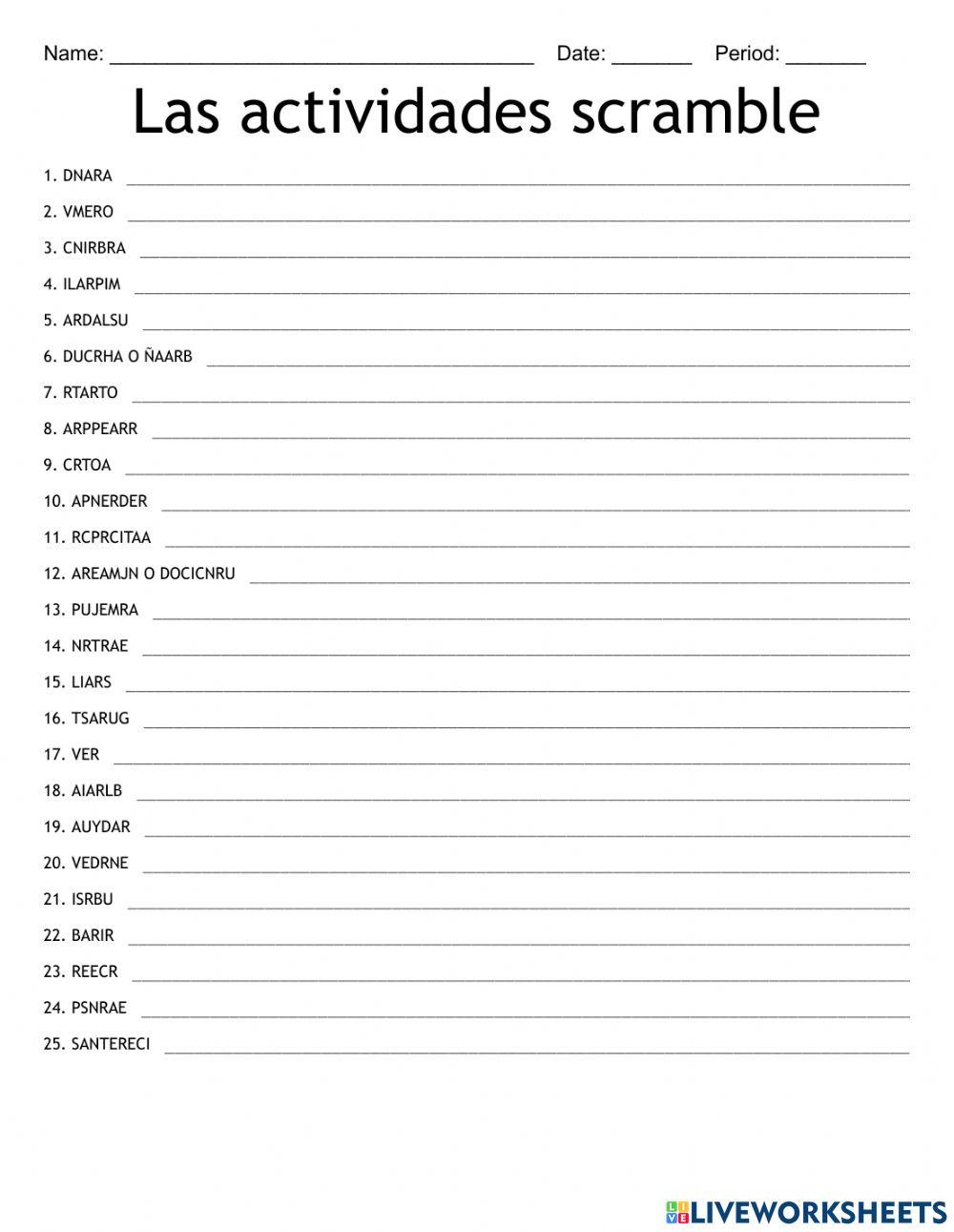 Las actividades scramble