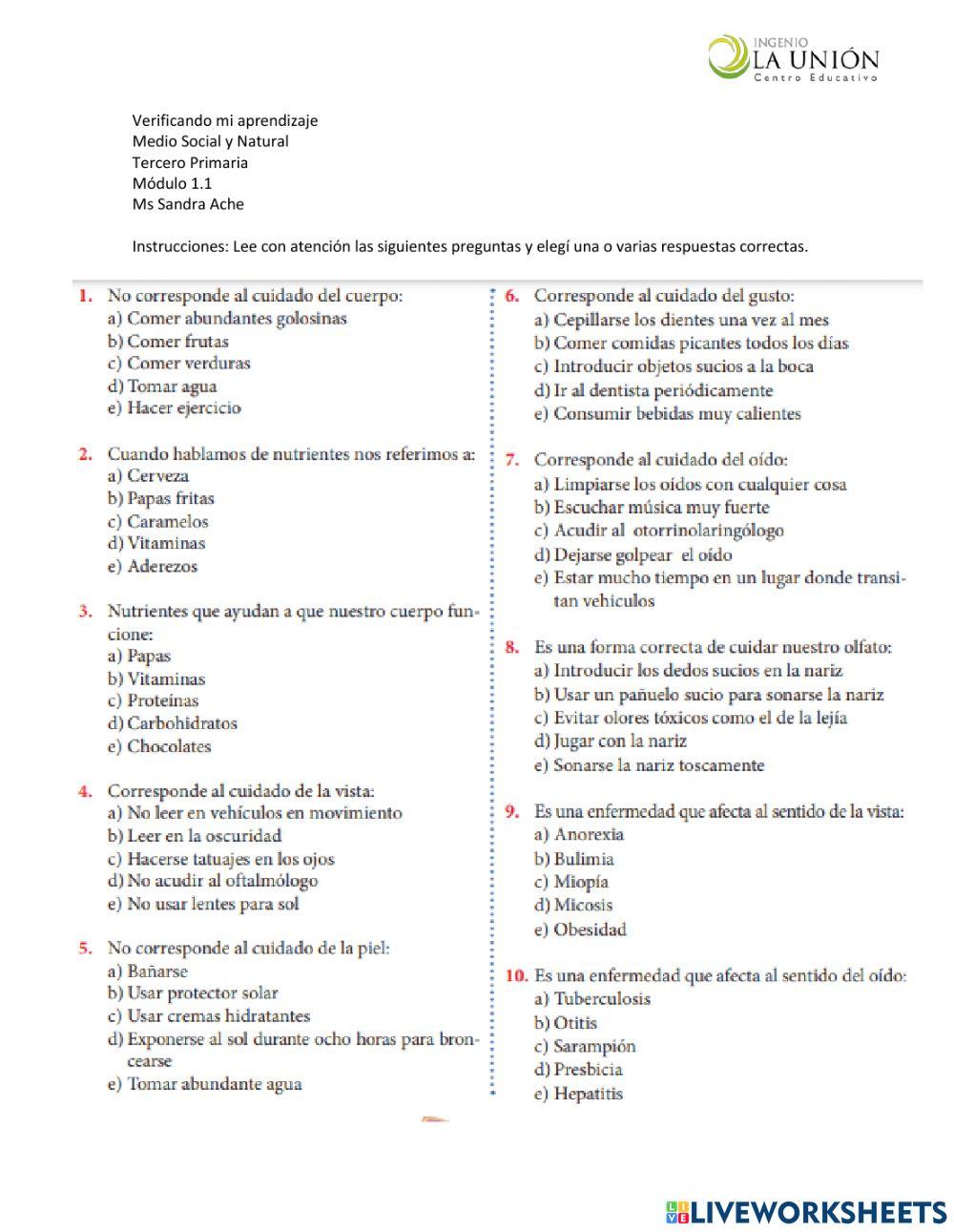 Cuidados de los cinco sentidos