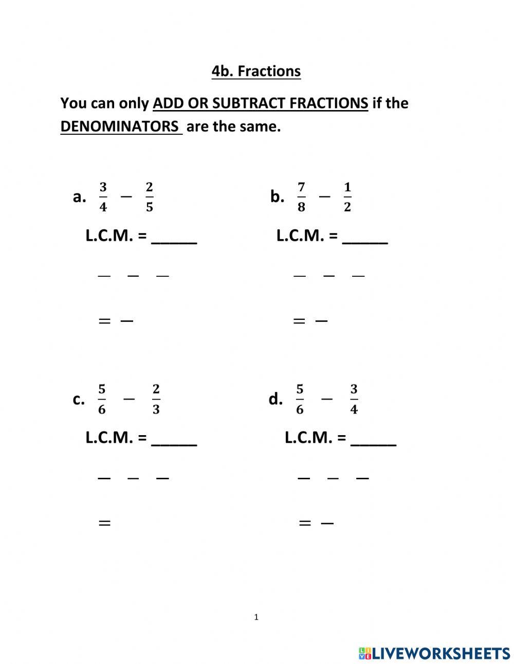 + and - fractions