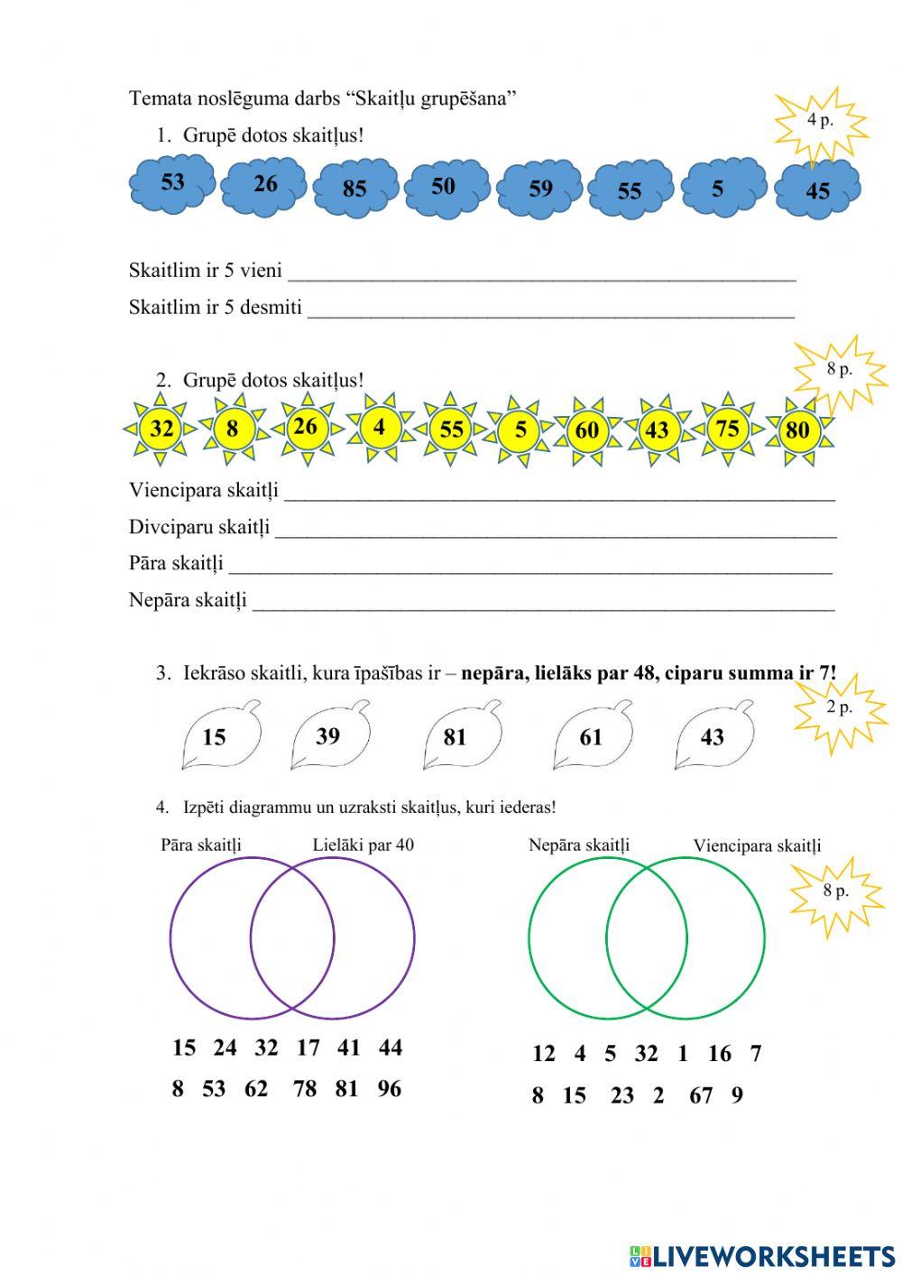 TND Skaitļu grupēšana