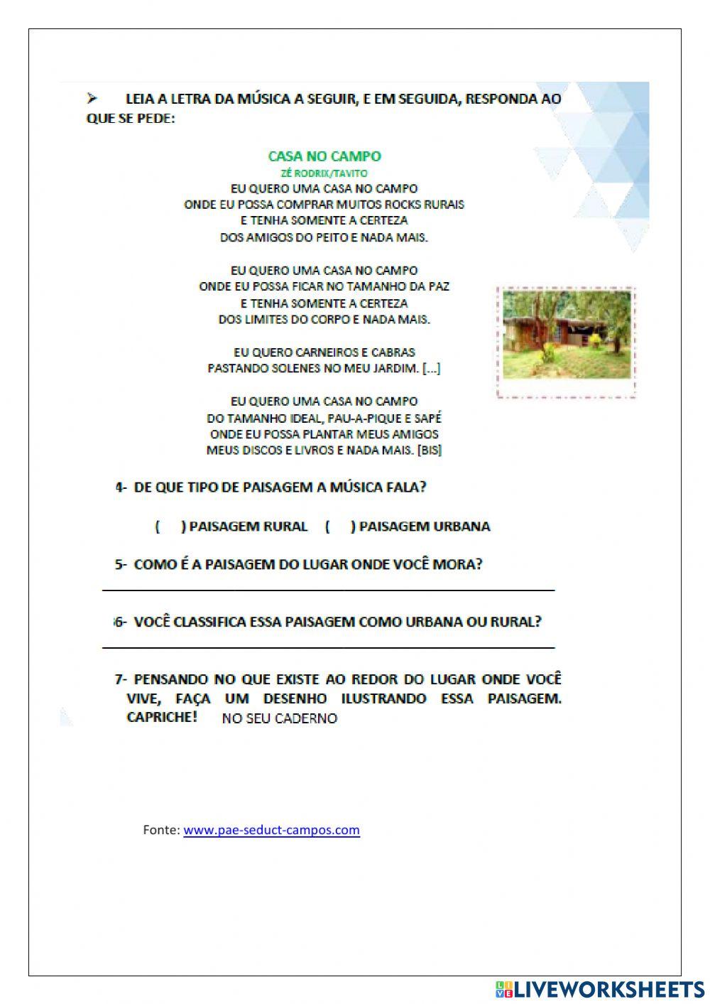 Paisagem rural e urbana