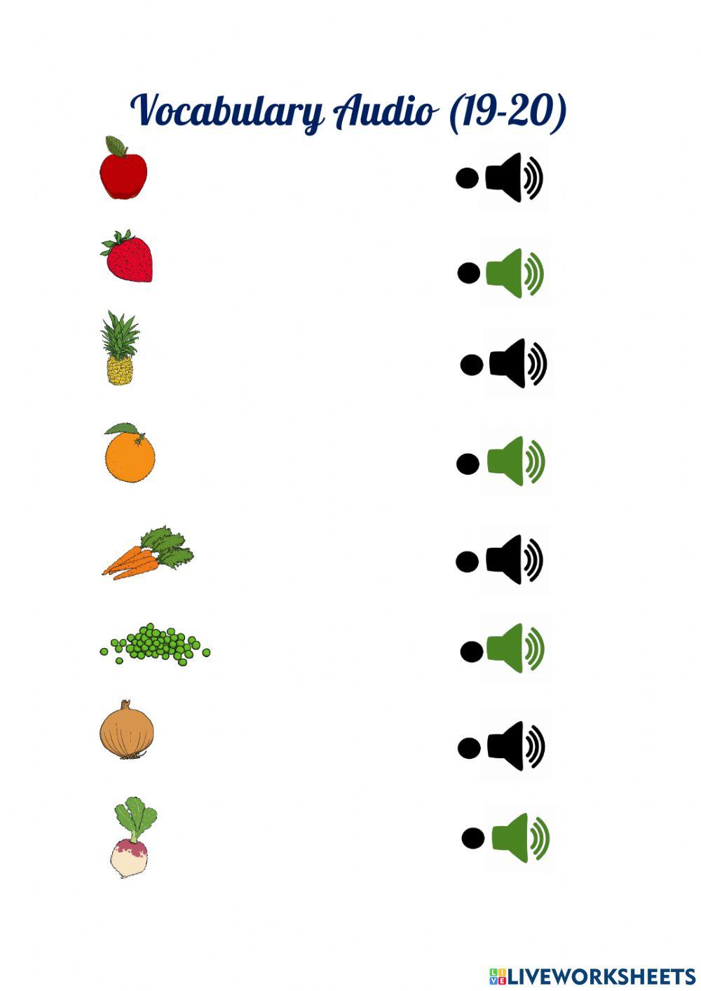 Fruits and vegetables