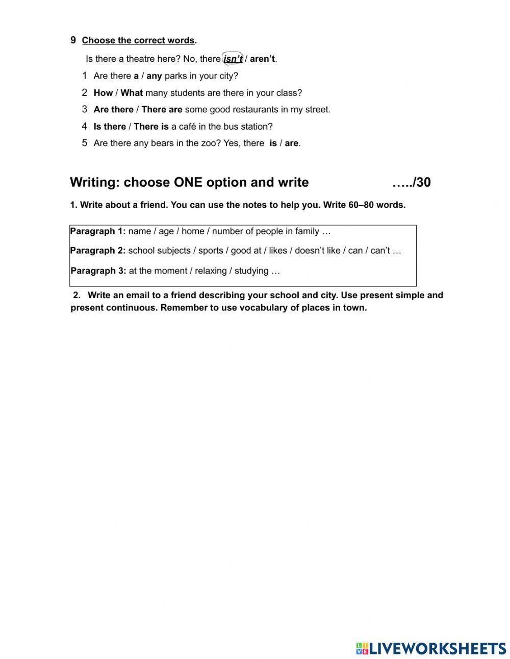 English Plus 1- Final Exam