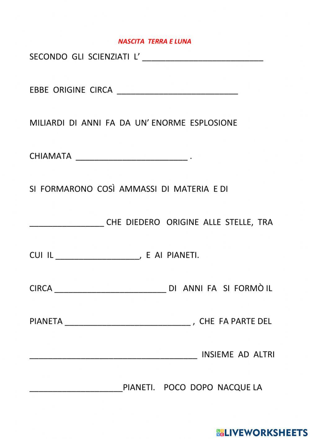 La nascita dell' Universo, della Terra e della Luna