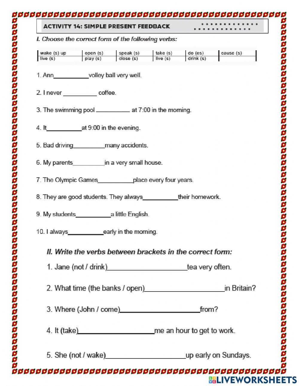 Present simple review