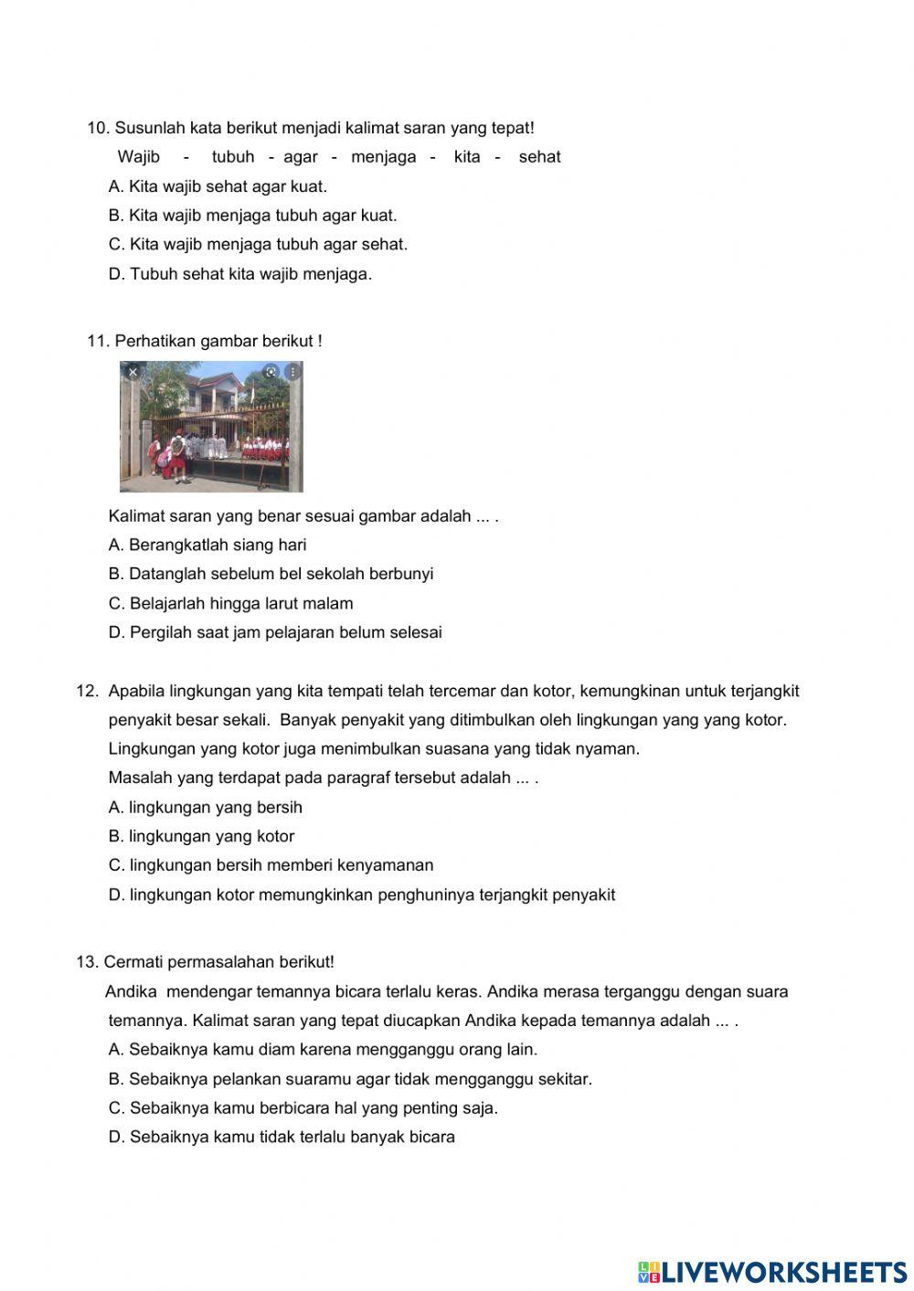 Soal PAS Tema 4 Semester Ganjil