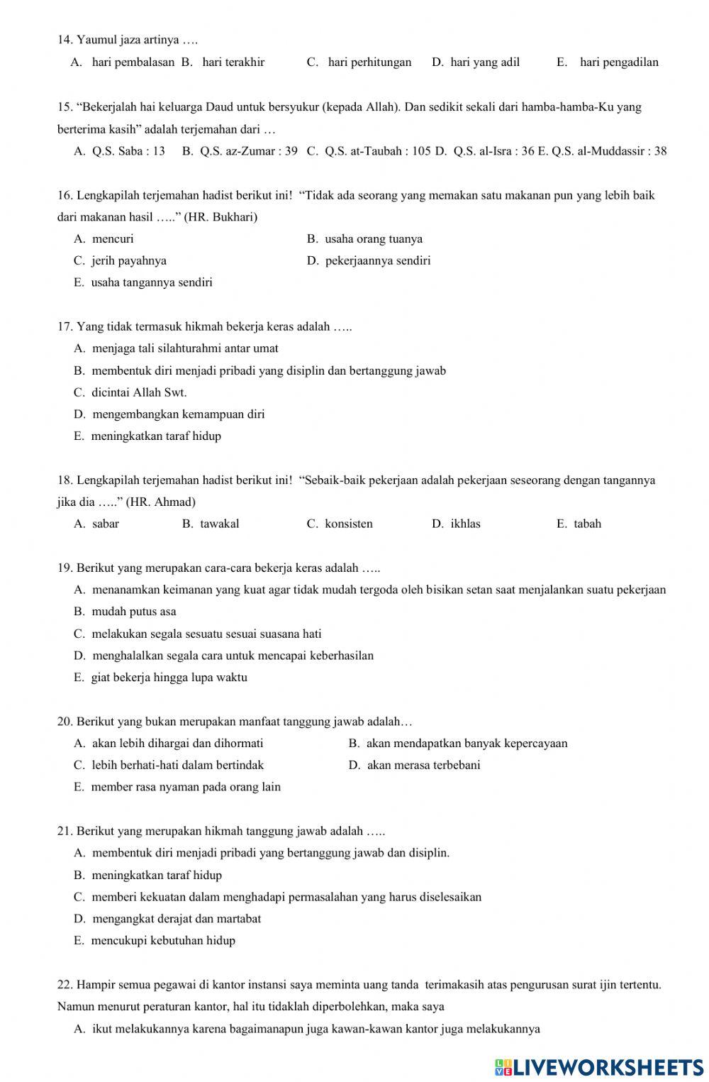 Soal pas pai kelas 12