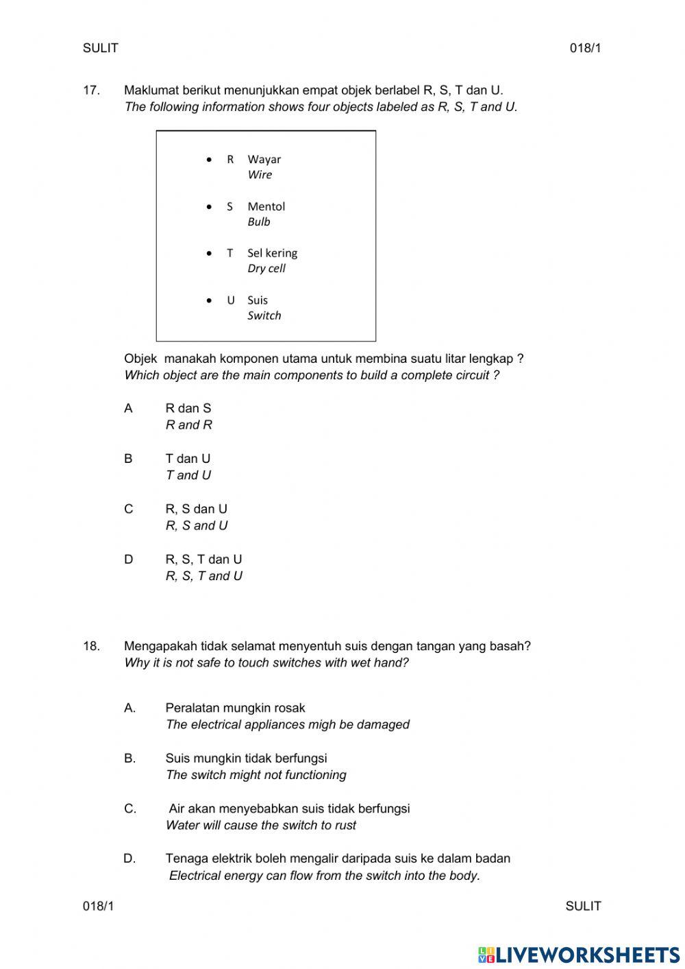 Pembetulan petaksiran sains tahun 5 2021