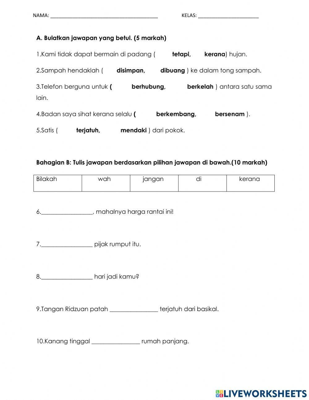 Ujian bm  KERTAS 1 tahun 2