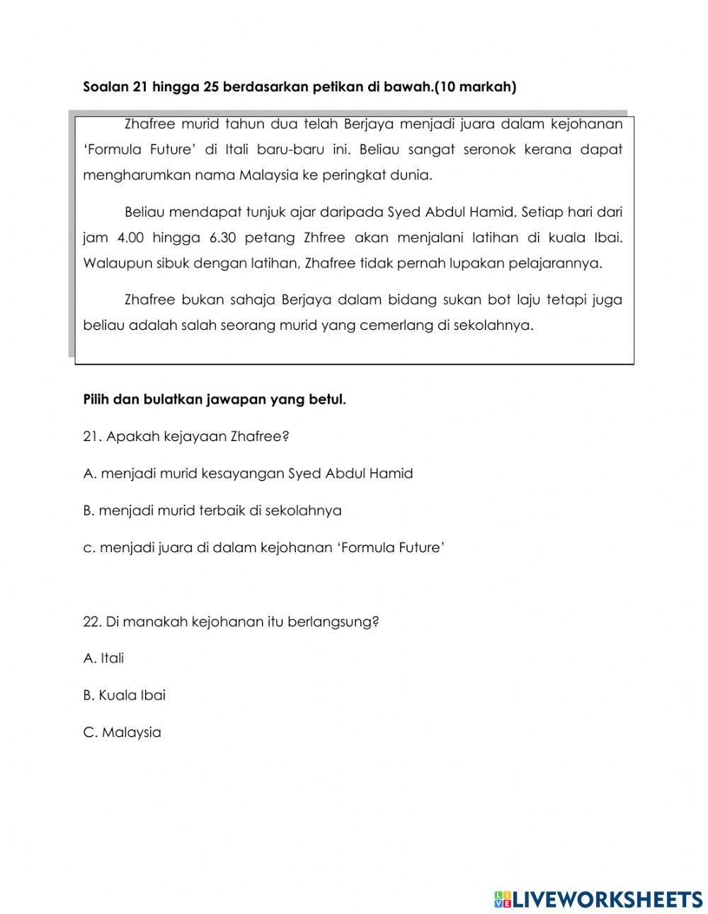 Ujian bm  KERTAS 1 tahun 2