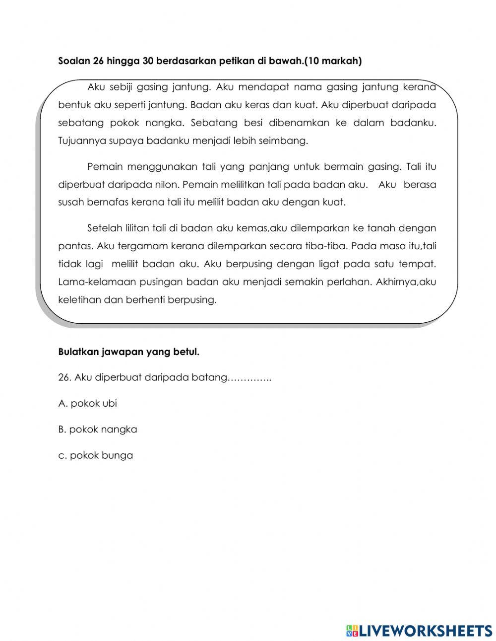 Ujian bm  KERTAS 1 tahun 2