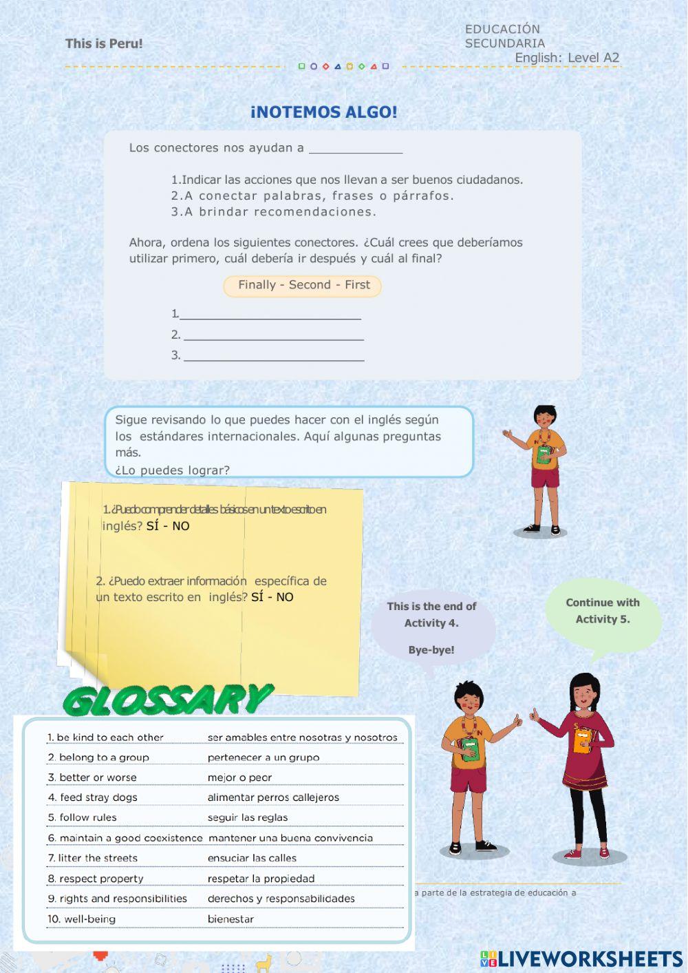 This is Peru - Activity 4: A Good Classmate is a Good Citizen! week 39 A2