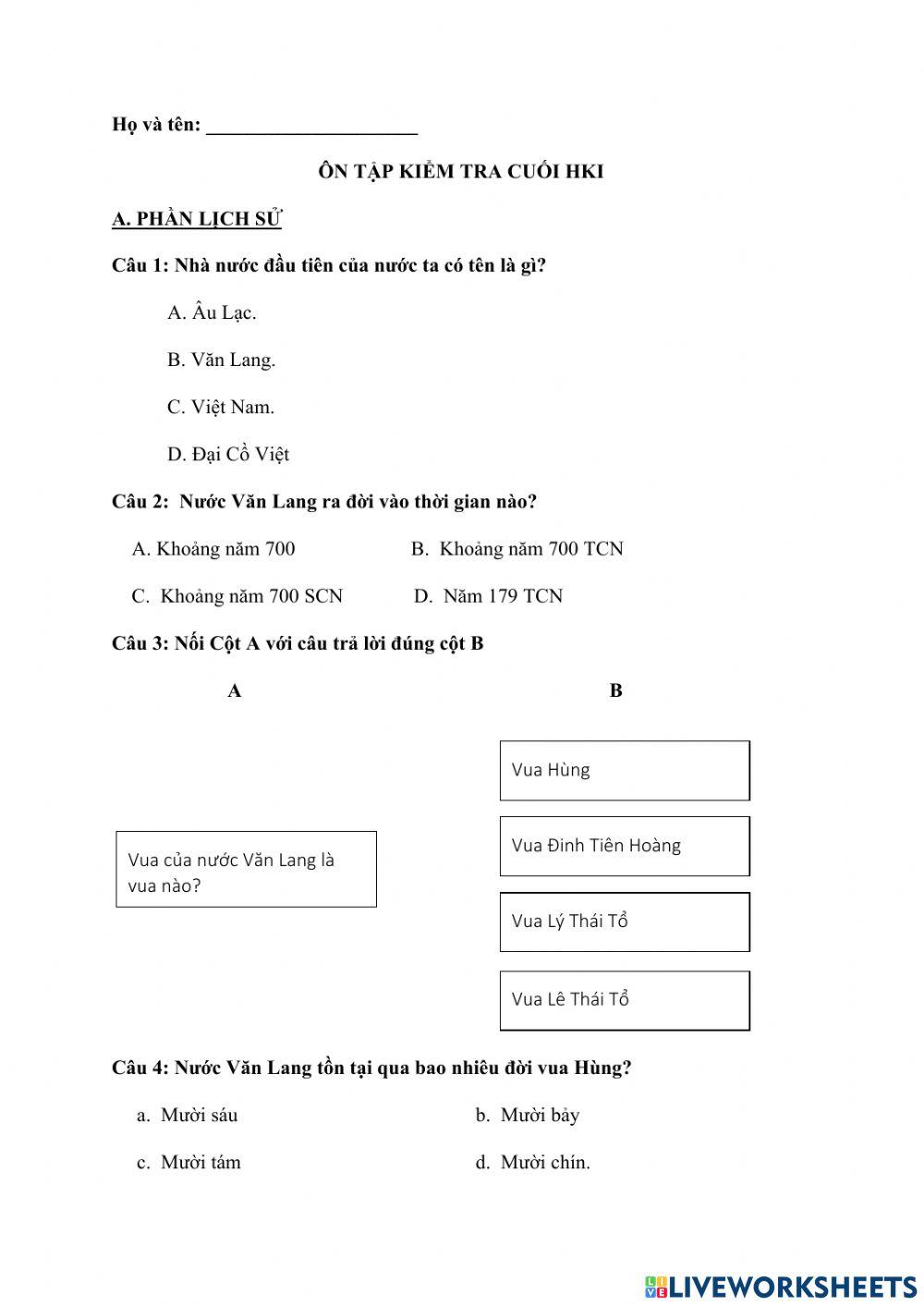 Ôn tập lịch sử