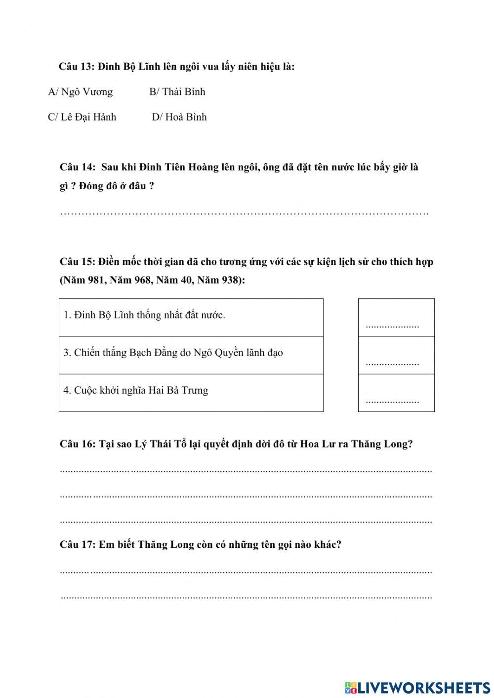 Ôn tập lịch sử