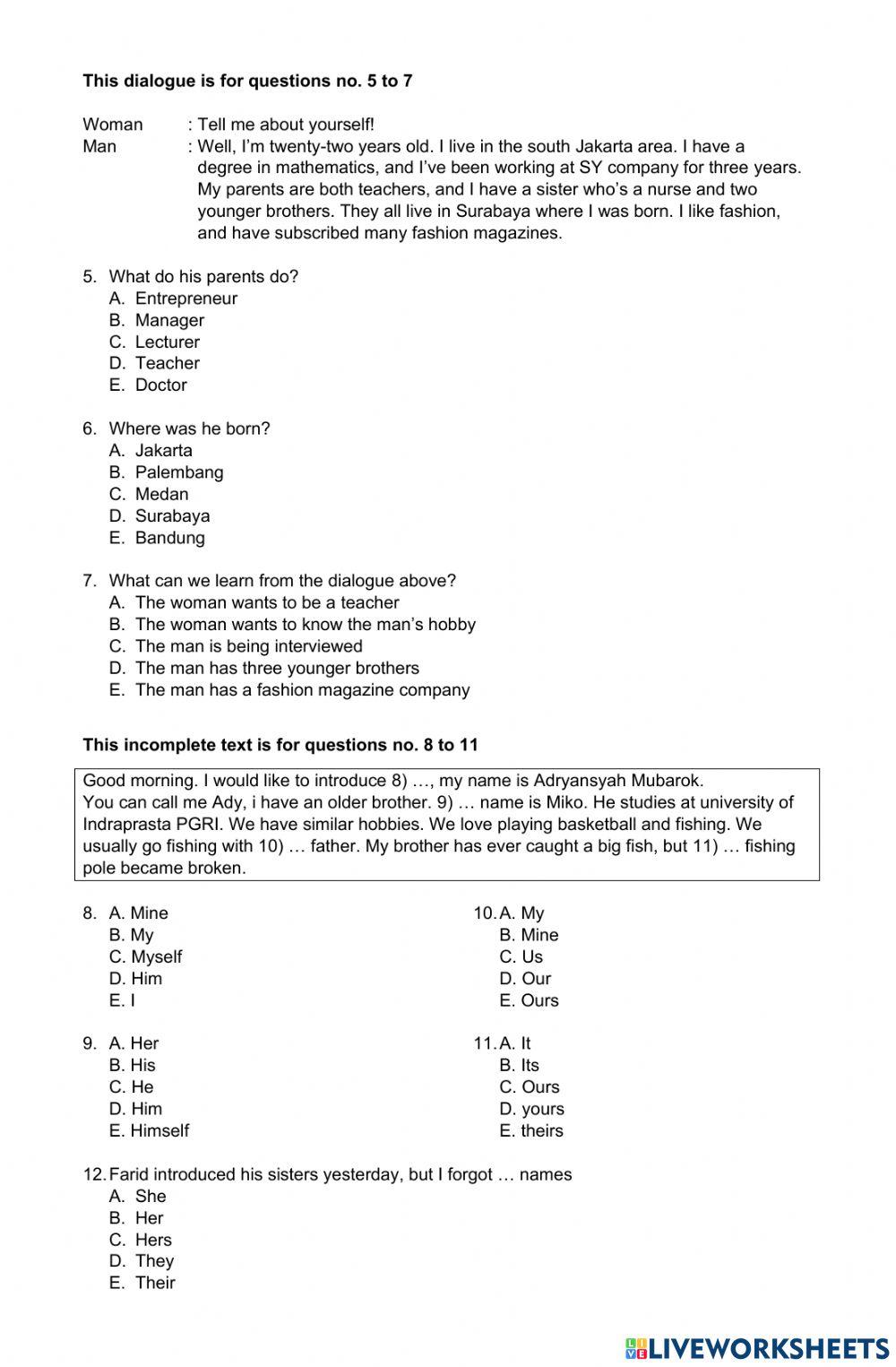 Pas bahasa inggris x