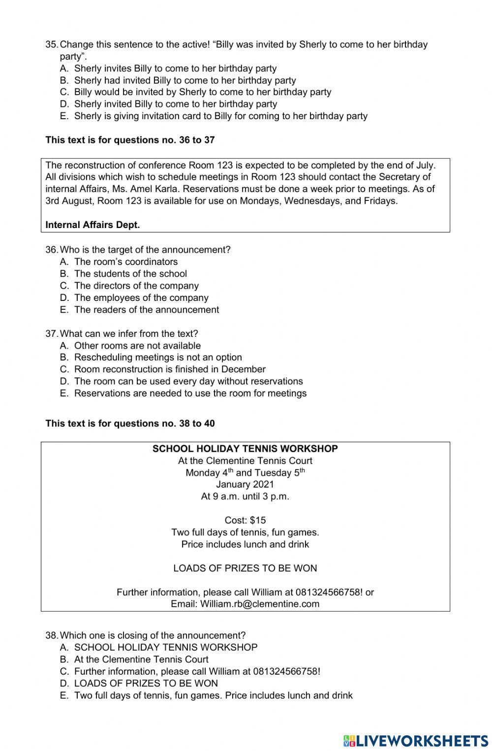 Pas bahasa inggris x