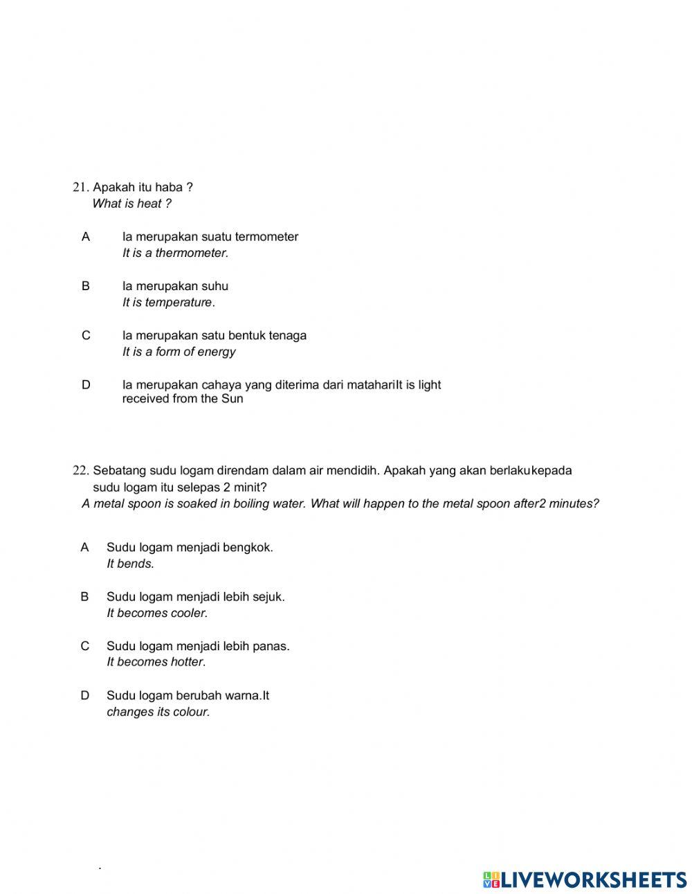 Pembetulan pentaksiran sains tahun 5 (2) 2021