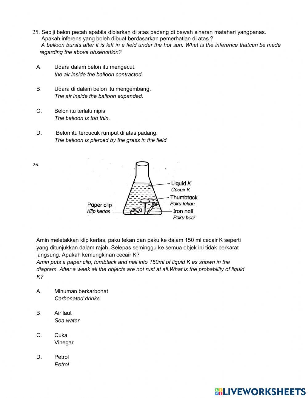Pembetulan pentaksiran sains tahun 5 (2) 2021