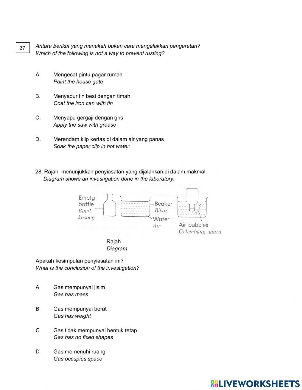 Pembetulan pentaksiran sains tahun 5 (2) 2021