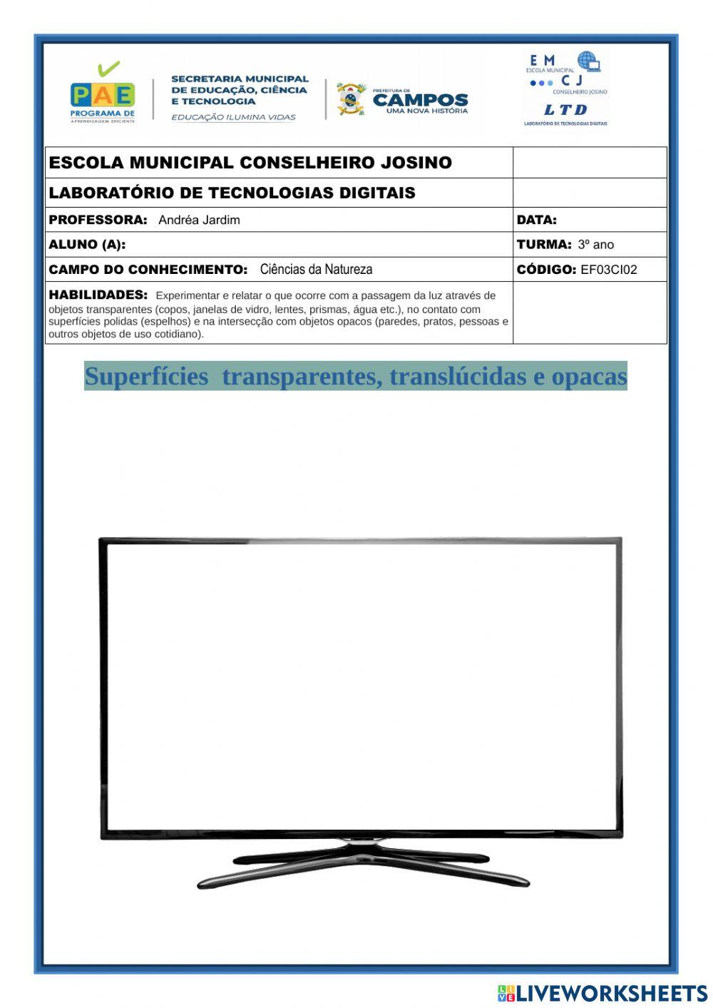 Superficies translucidas, transparentes e opacas