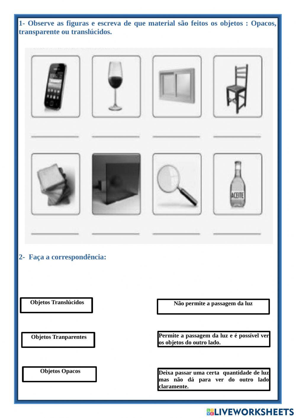 Superficies translucidas, transparentes e opacas