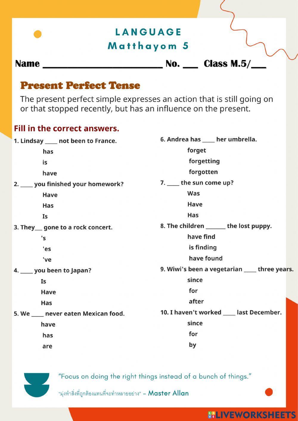 Present Perfect Tense