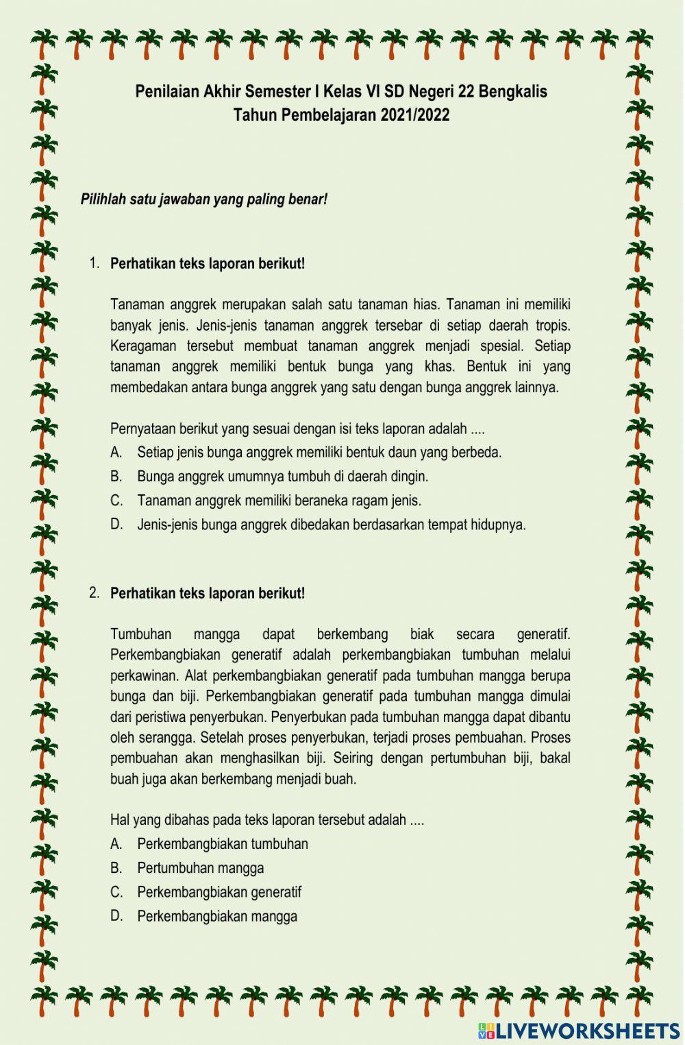 PAS 1 Kelas 6 Muatan 1 PAS 1 Kelas 6 Muatan 1