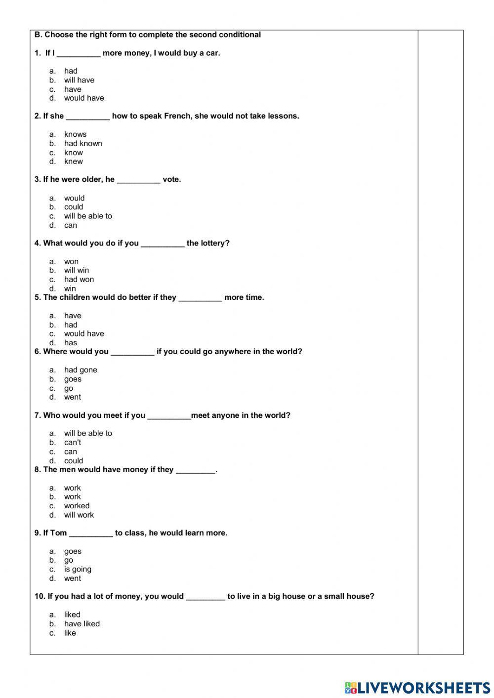 Ejercicios Online-2nd-BGU-Second Conditional