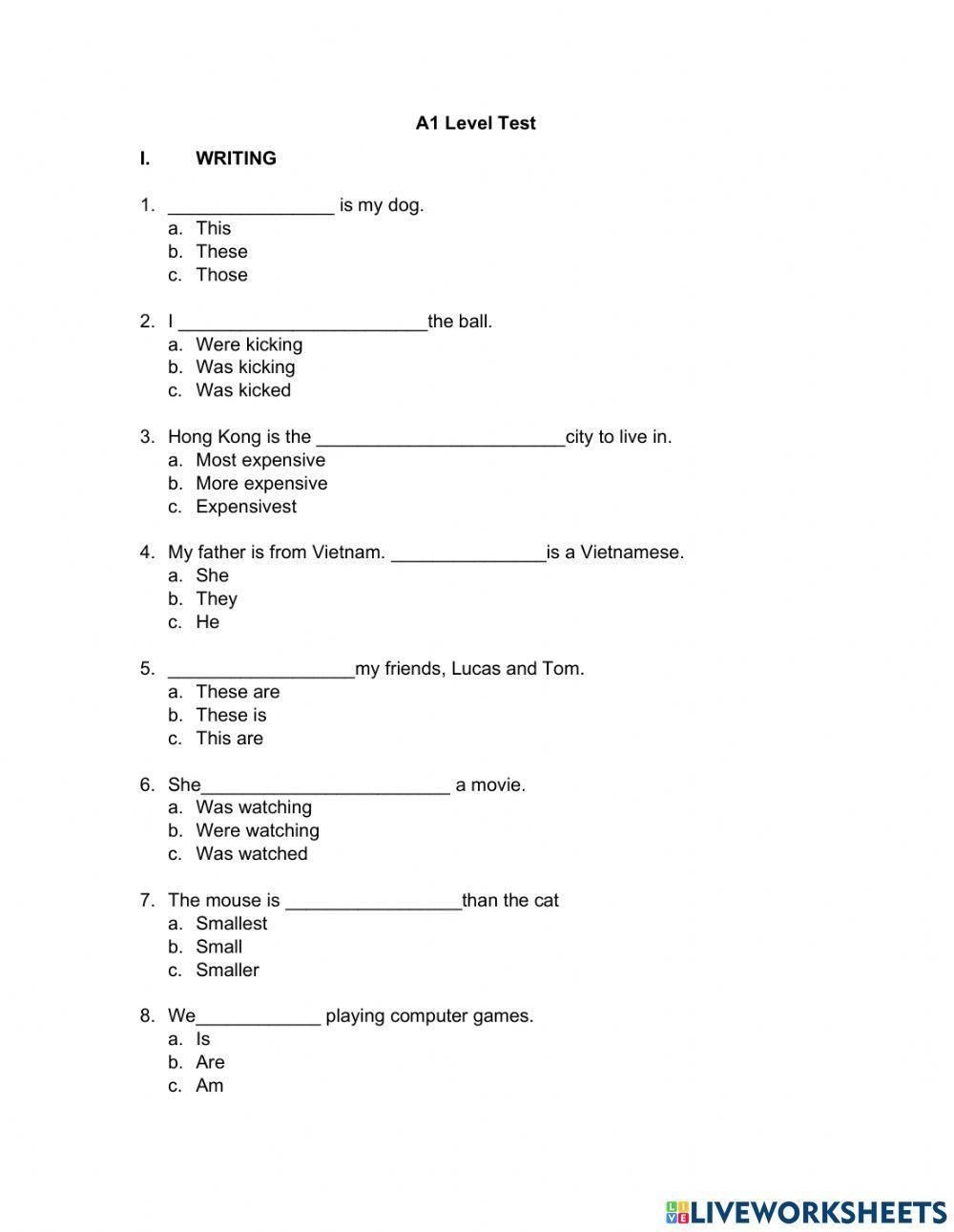 The test for a1 worksheet live worksheets 48 off