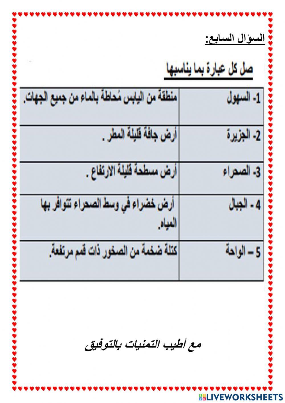 اختبارنهاية الفصل الدراسي الأول الدراسات الاجتماعية