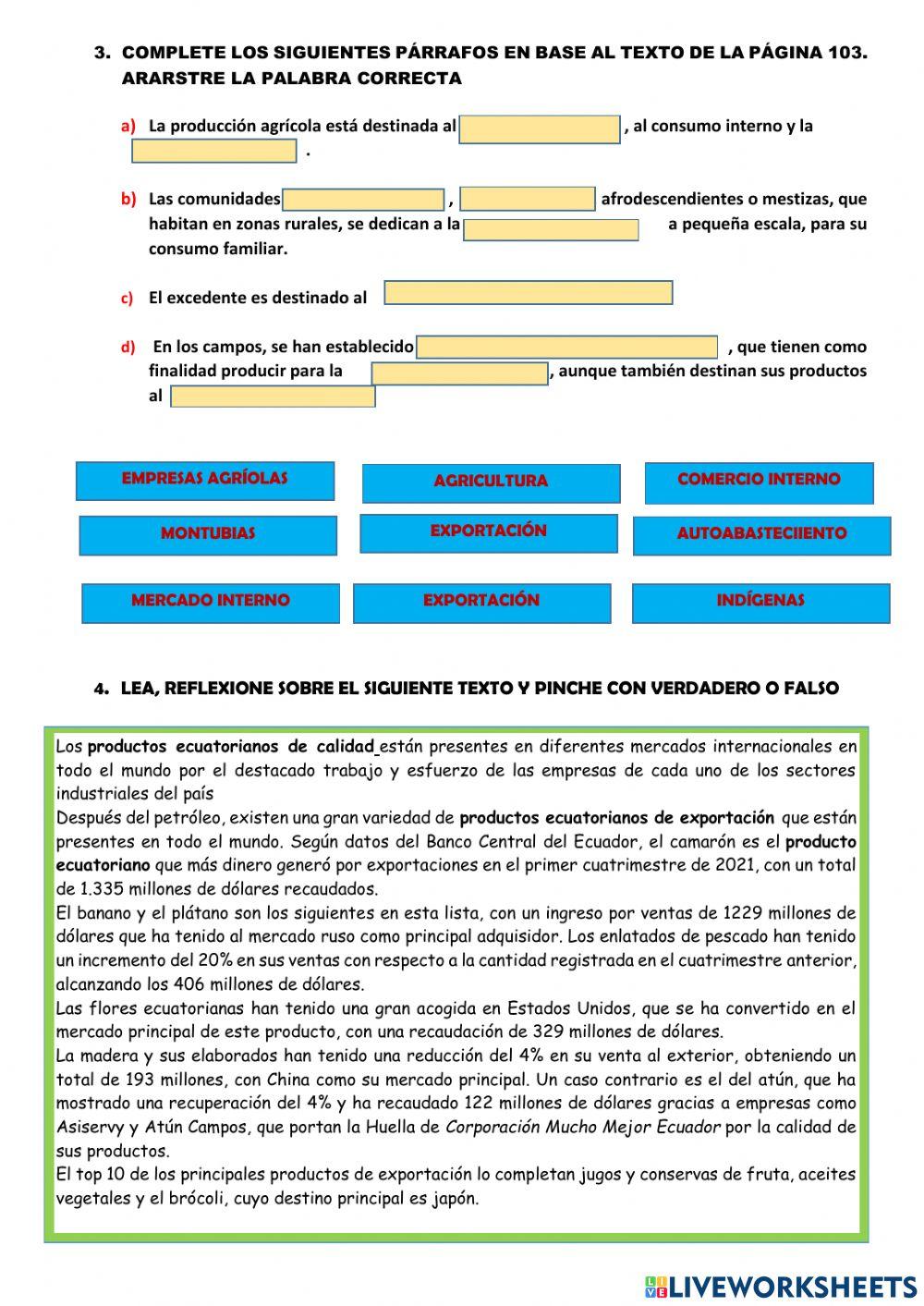 La agricultura en ecuador