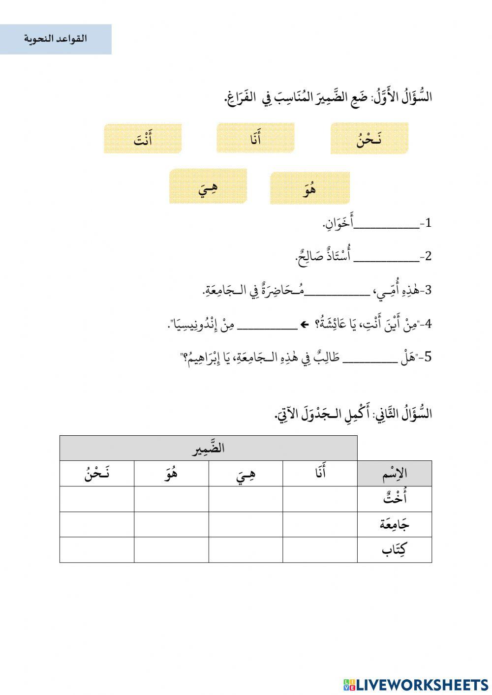 Quiz 1 lqad 1003 arabic language for ibadah set 2