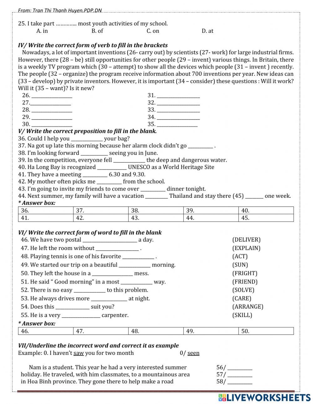 Sample test (1) for giifted students