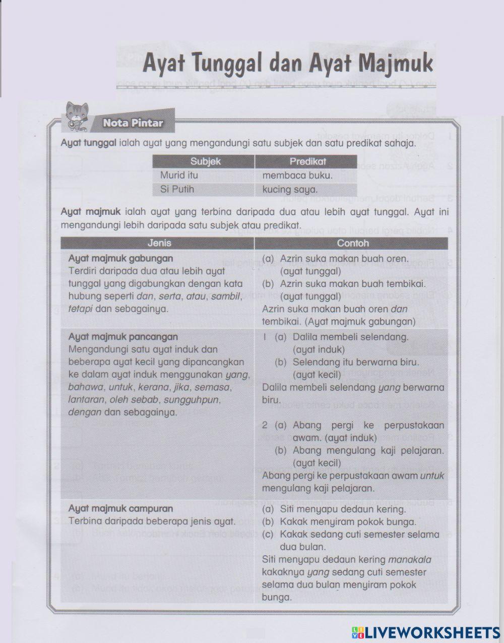Ayat Majmuk Dan Ayat Tunggal