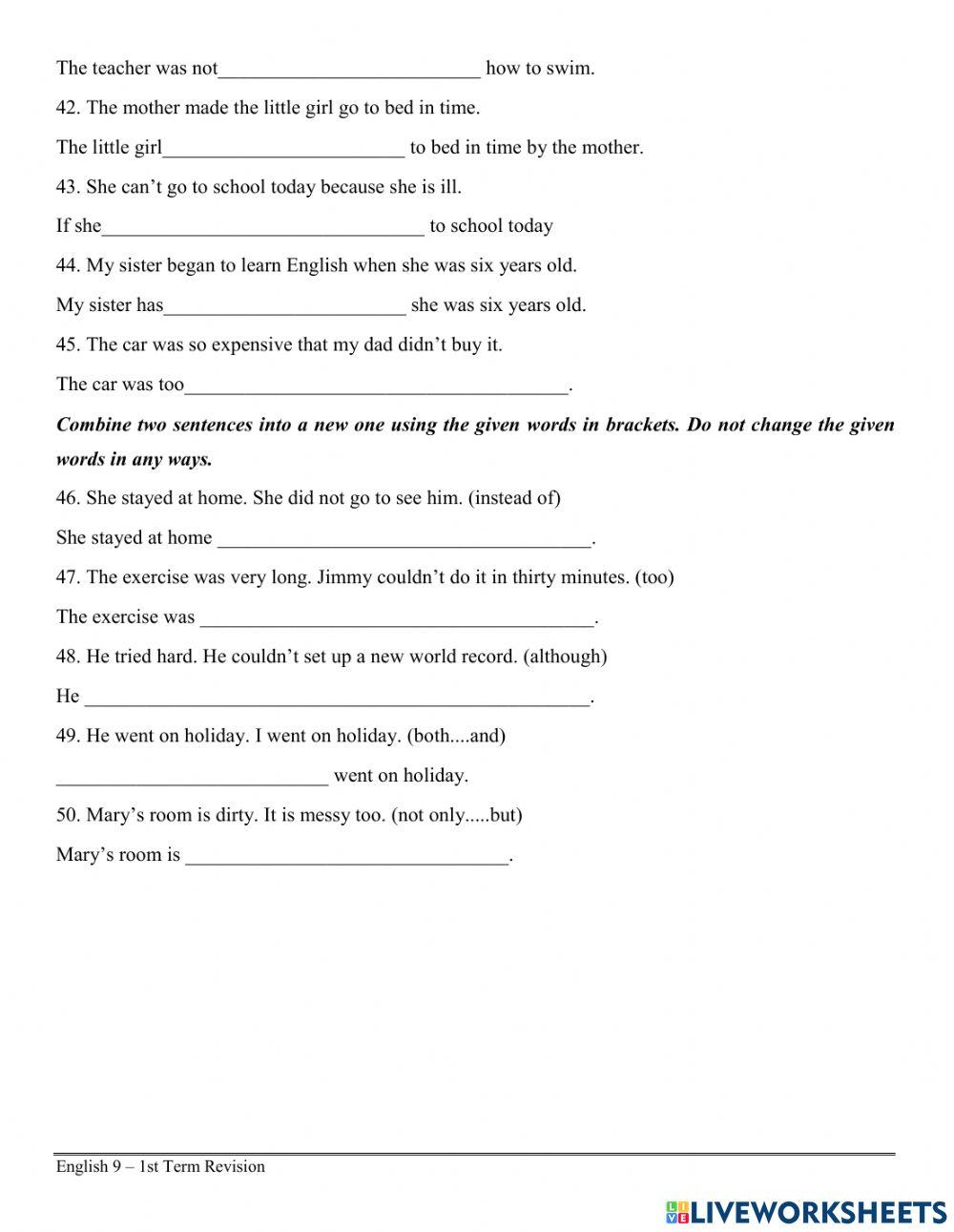 E9-REVISION FOR THE 1ST TERM FINAL TEST - PRACTICE 1