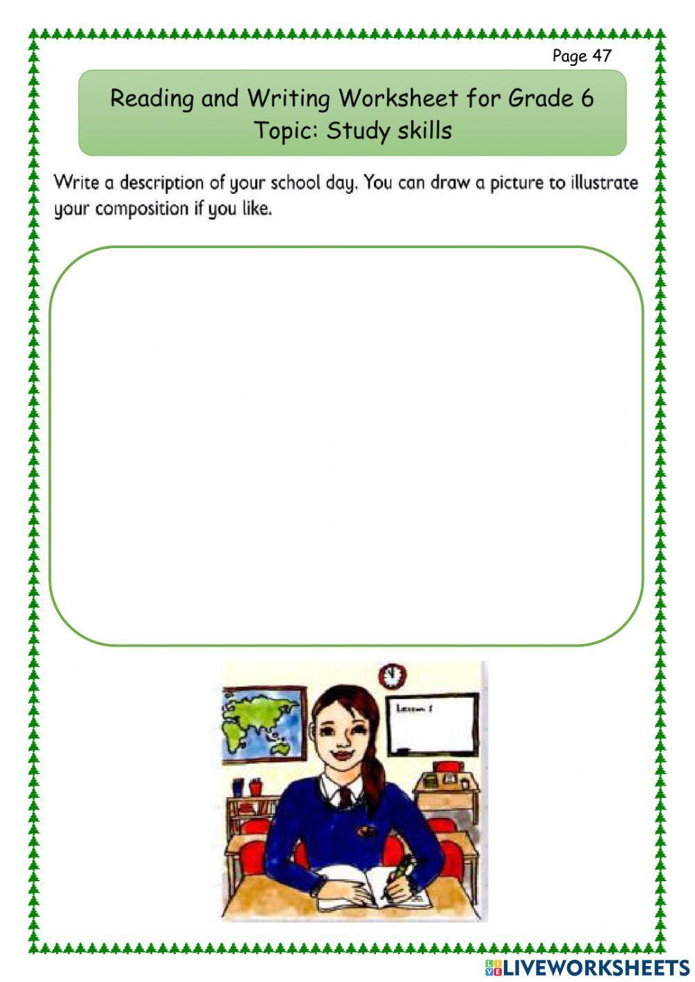 Write a description of your school day.
