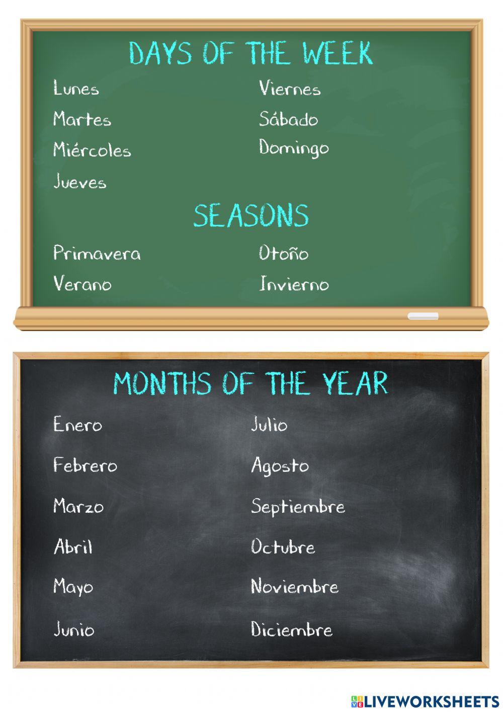 Days, months and seasons