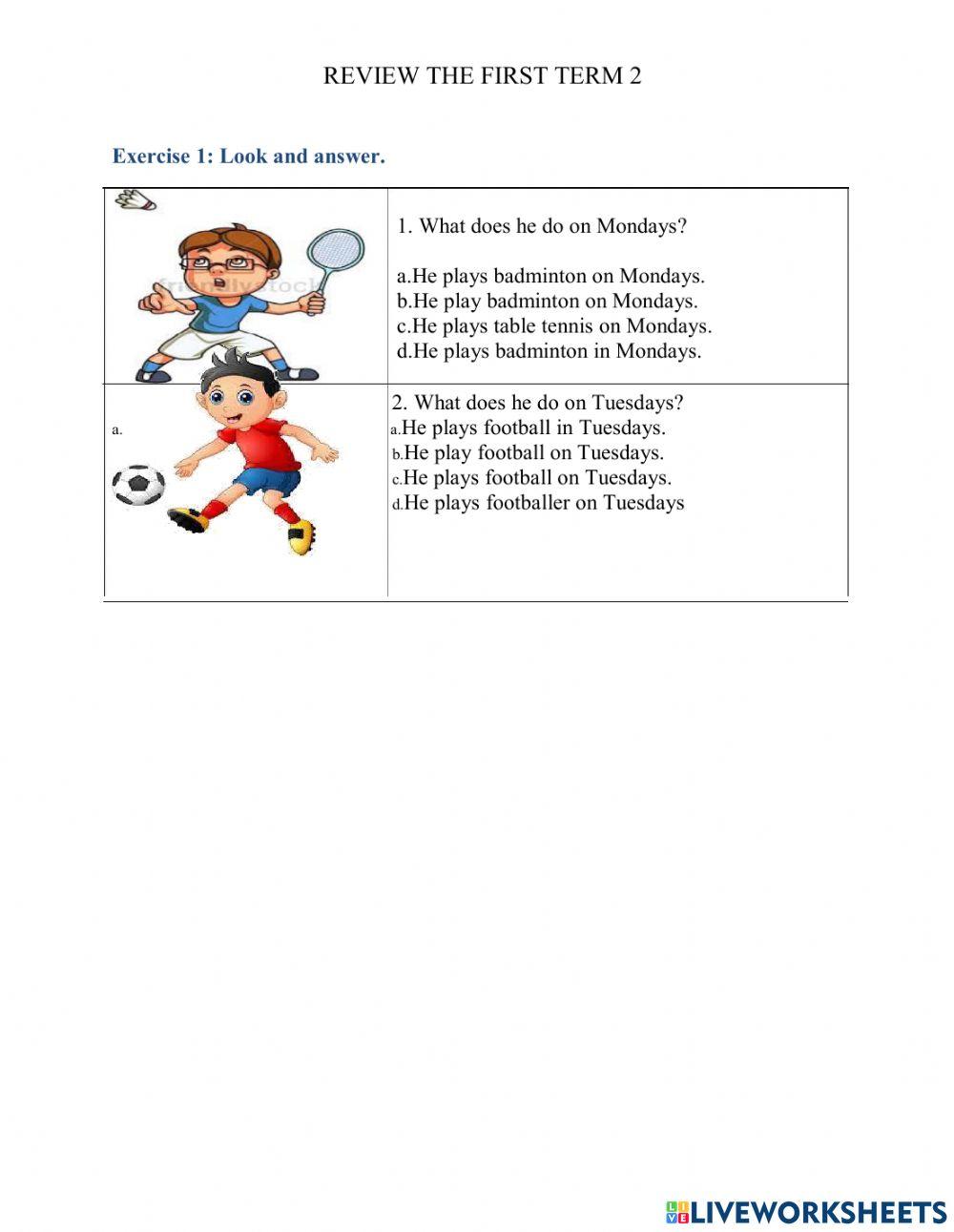 Review the first term 2 ( grade4)