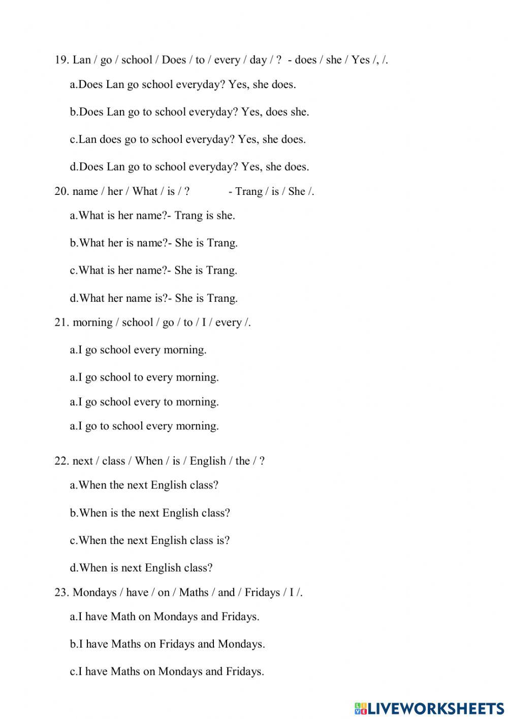 Review the first term 2 ( grade4)