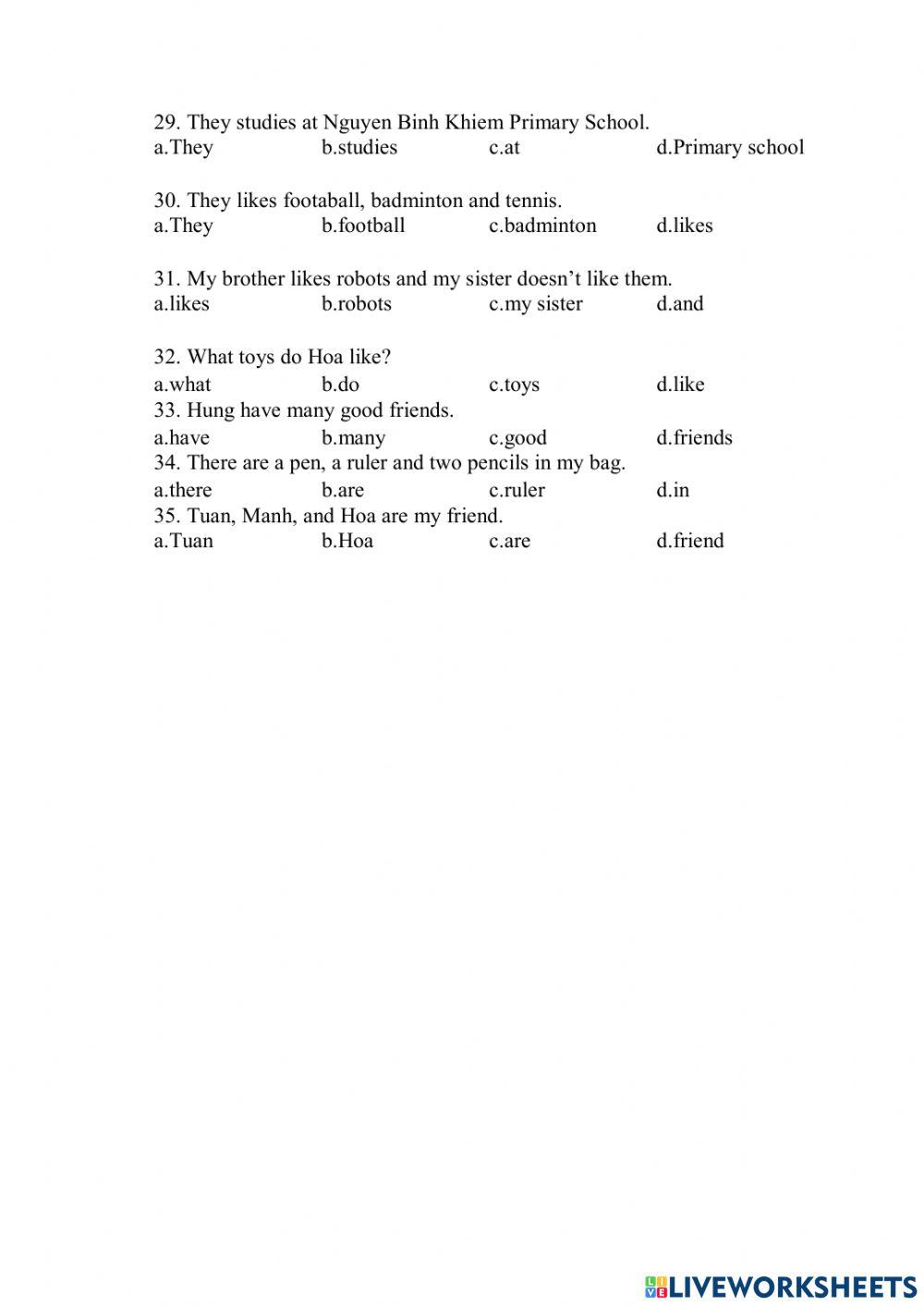 Review the first term 2 ( grade4)